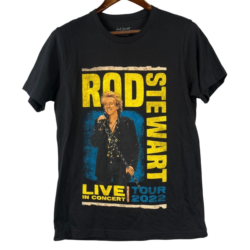 Rod Stewart Mens M Graphic T Shirt Live Tour 2022 Black Rock Legend Concert Tee